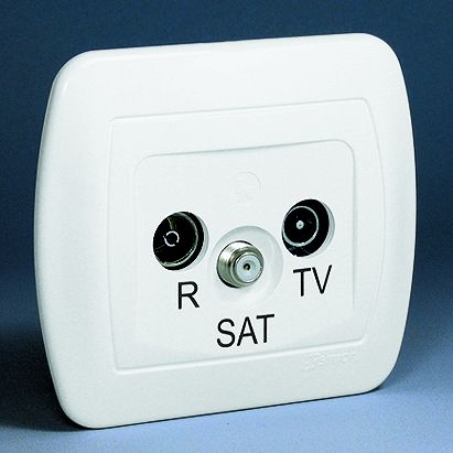 Kontakt-Simon Gniazdo antenowe AKORD RTV/SAT końcowe białe - AAS/11