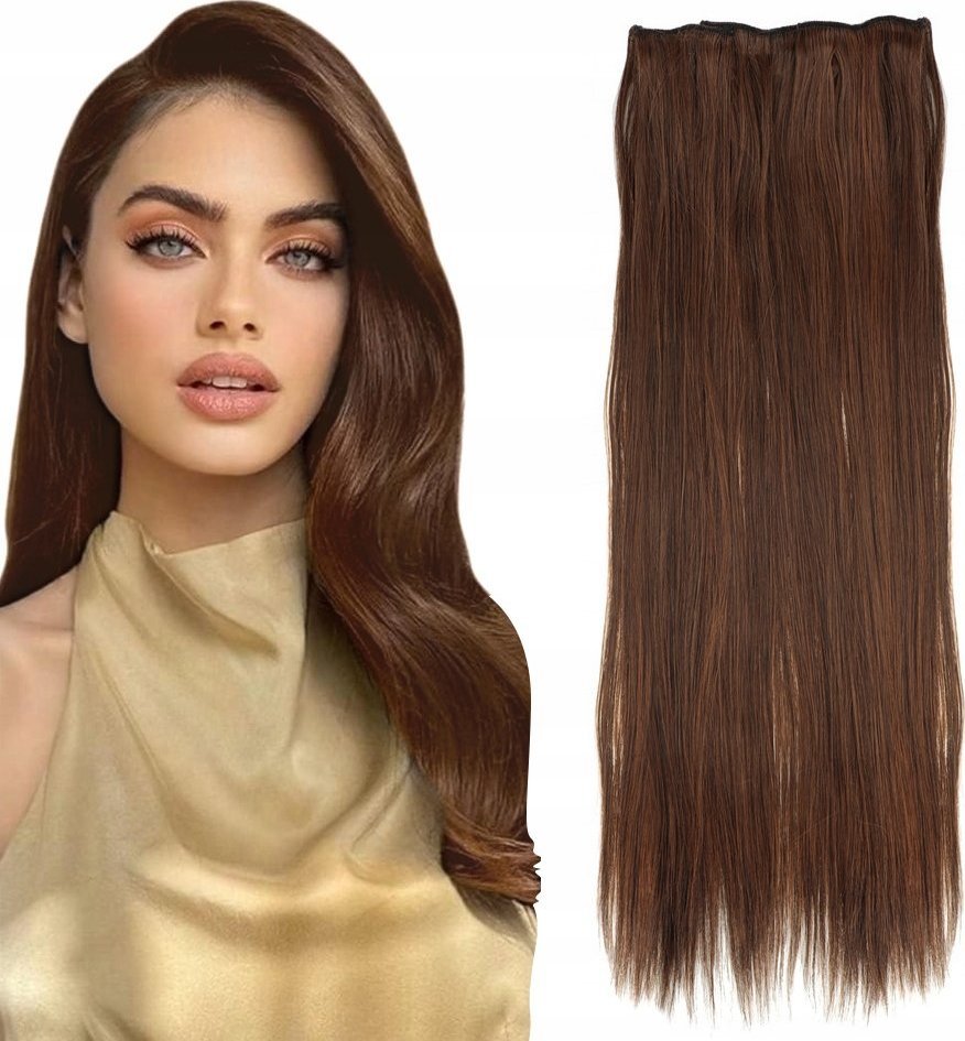 Mawe DOCZEPIANE WŁOSY 60CM CLIPIN JAK NATURALNE BRĄZOWE