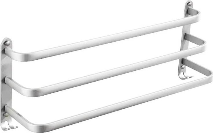 Aptel Metalowy WIESZAK na Ręczniki Łazienkowy w stylu Loft 48,5x28cm srebrny AG988C