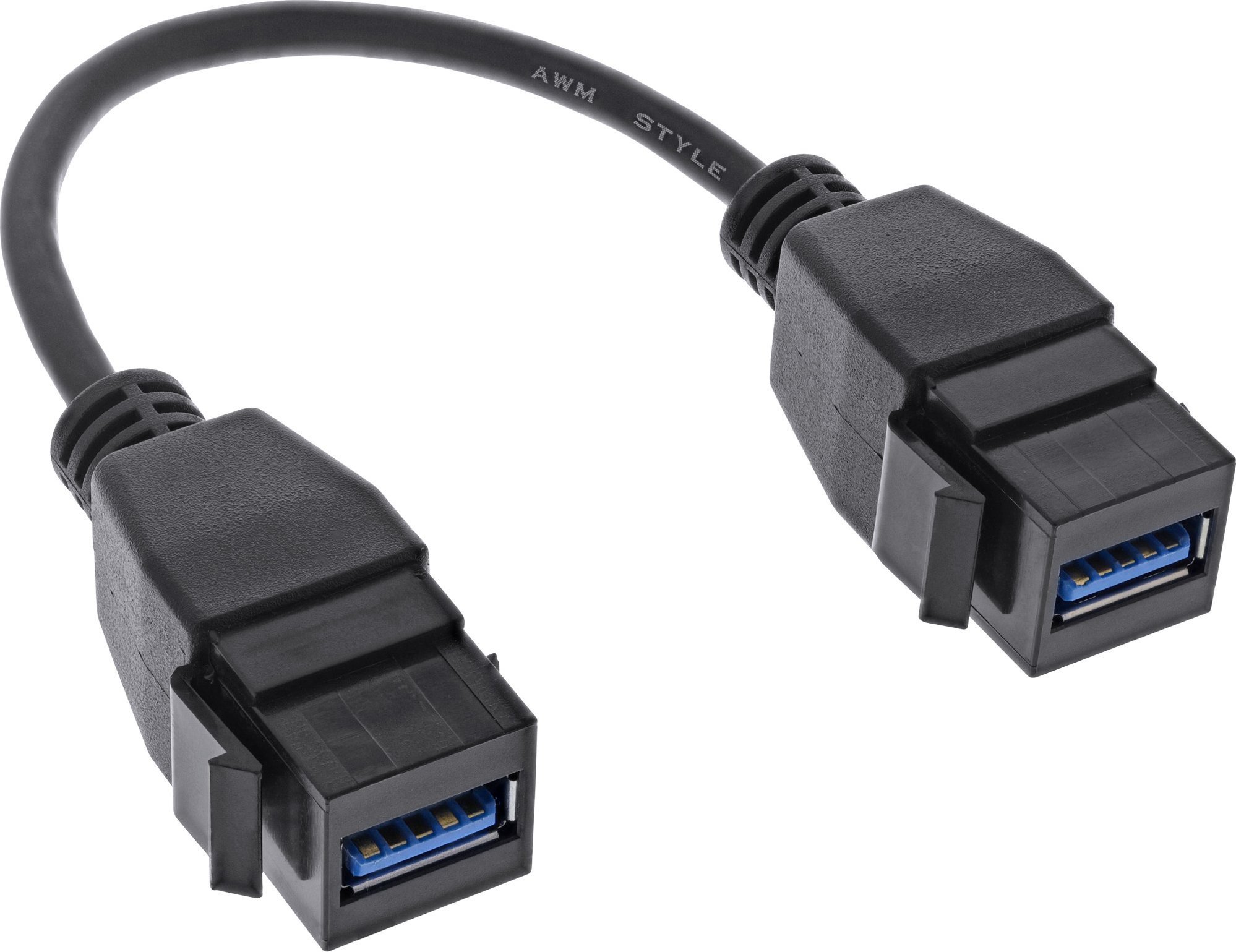Adapter USB InLine InLine® USB 3.2 Gen1 2x keystone adapter cable, 2x USB A keystone socket, 0.2m
