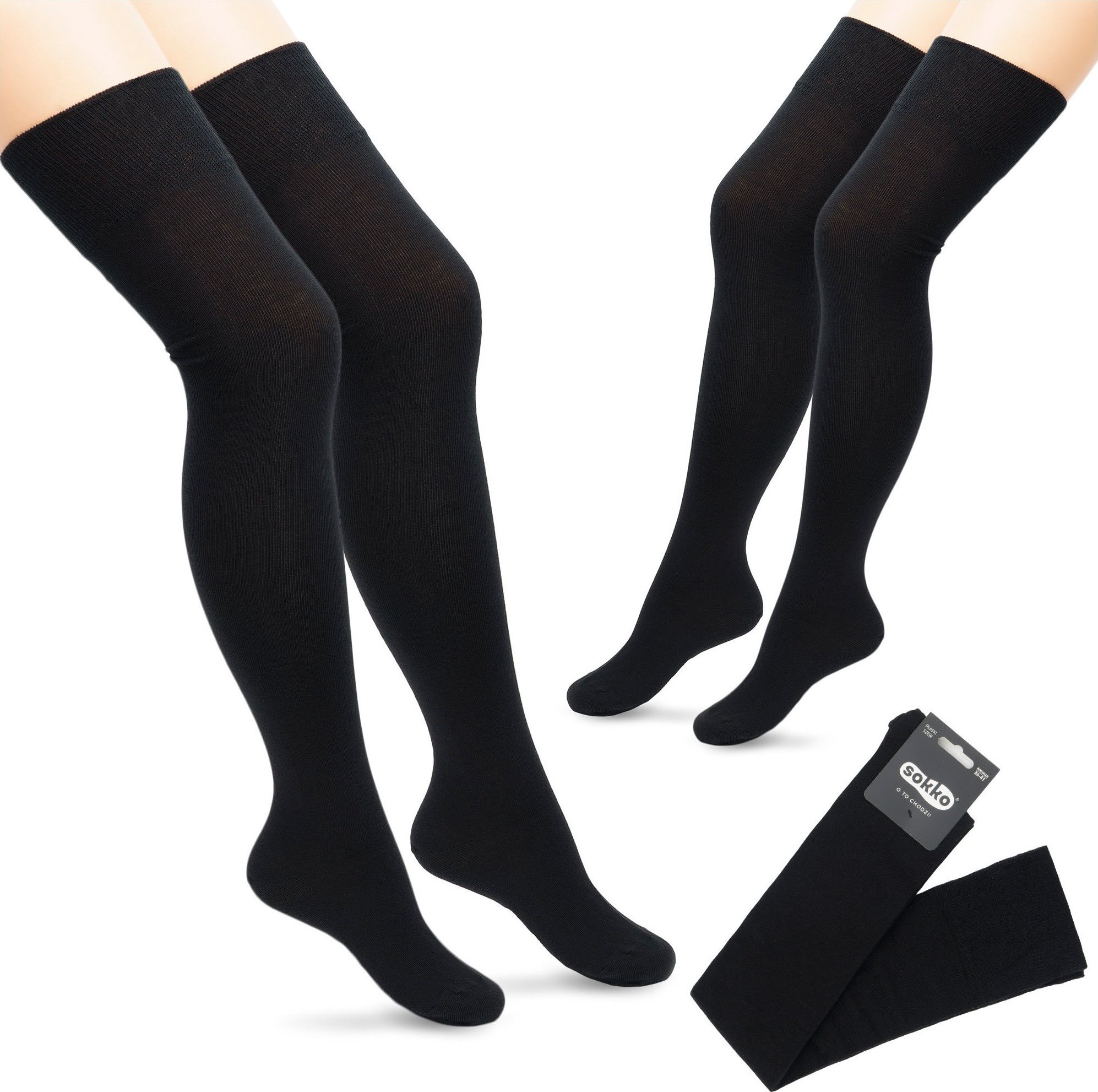 Sokko Sokko Zakolanówki Damskie Wysokie Długie Gładkie