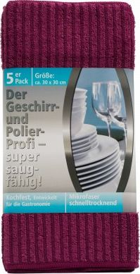 Gozze Zestaw 5 ściereczek do polerowania, 30x30cm, kol. malinowy