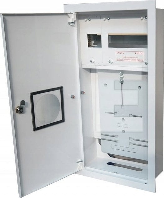 Alfako Rozdzielnia podtynkowa metalowa 1 X TL 3F na licznik elektroniczny + 11 zabezpieczeń zamek okienko RAL 9003A-RW12E
