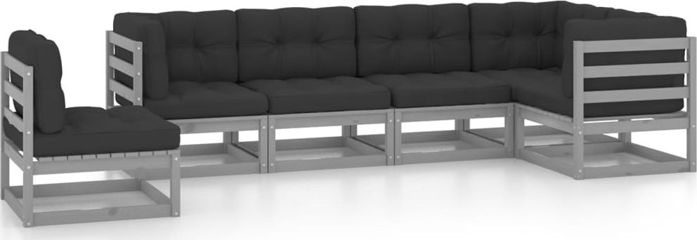 vidaXL 6-cz. zestaw wypoczynkowy do ogrodu, z poduszkami, lita sosna