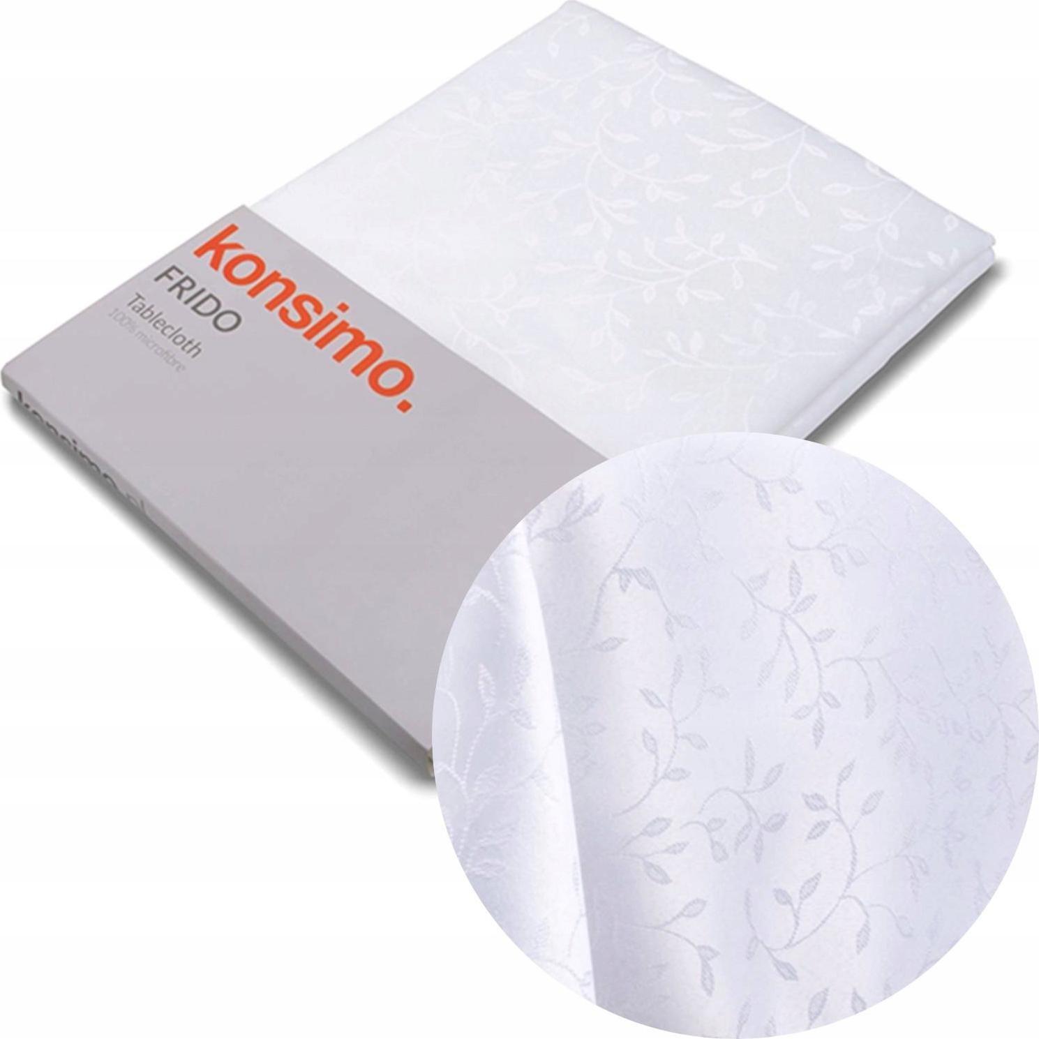 Konsimo OBRUS BIEŻNIK gałązki 140x220 GRUBY BIAŁY Żakard