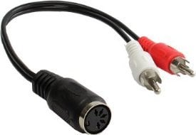 Kabel Alcasa Alcasa AD-2CS5B kabel audio 0,2 m 2 x RCA DIN (5-pin) Czarny, Czerwony, Biały