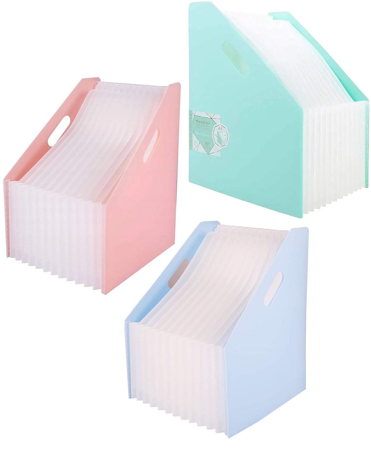 Pojemnik harmonijkowy Deli Macaron A4 13 przegródek różowy -