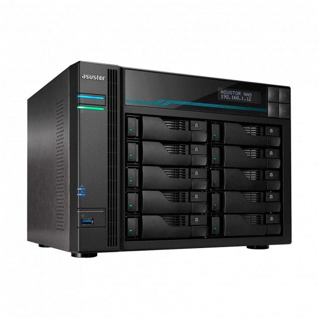 Serwer plików Asustor LOCKERSTOR 10 AS6510T 10-bay, Intel ATOM C3538 Czterordzeniowy 2.1GHz, 8G RAM, 2x10GbE LAN, 2x 2.5GbE LAN, 2x USB 3.2. 2x SSD M.