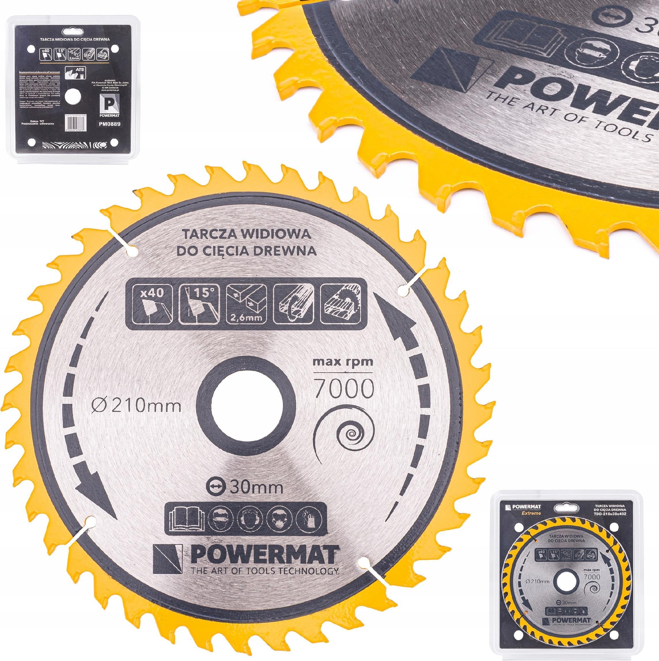 Powermat TARCZA WIDIOWA DO DREWNA PIŁY PIŁĄ 210 X 30MM 40Z