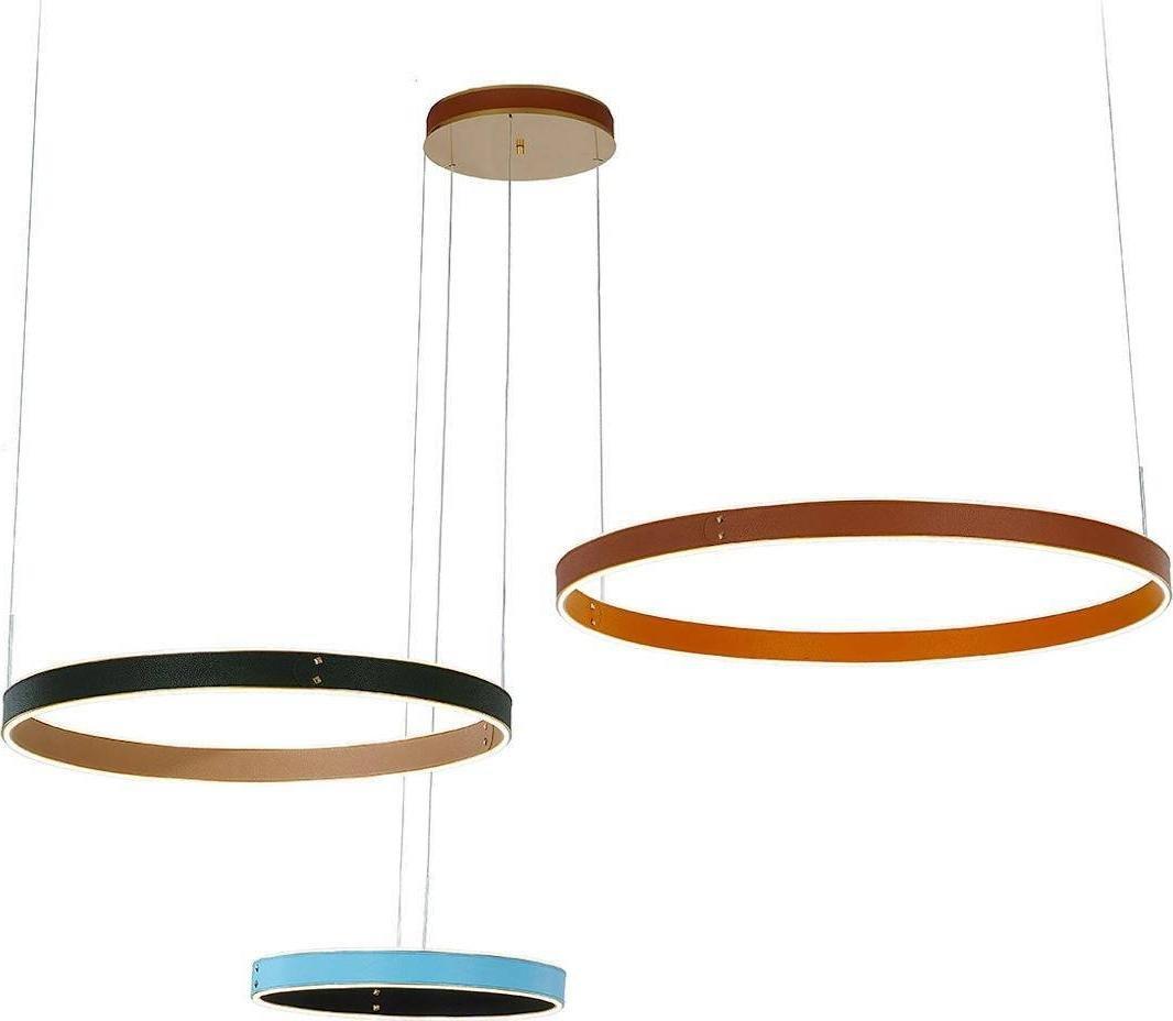 Lampa wisząca Italux LAMPA wisząca MANEZIA PND-270160-3C-BL+BR+BK Italux metalowa OPRAWA okrągły zwis LED 148W 3000K pierścienie rings czarne