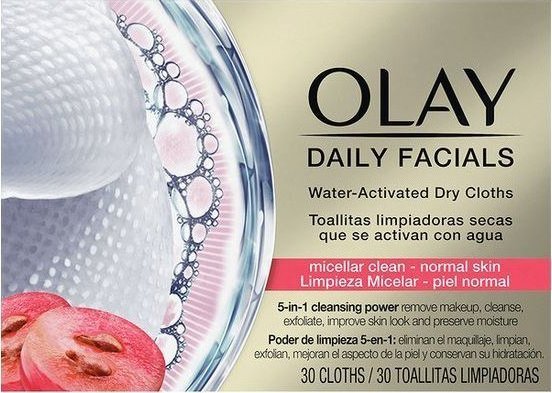 Olay Chusteczki do demakijażu Cleanse Daily Facials Micellar Olay (30 pcs) Skóra normalna
