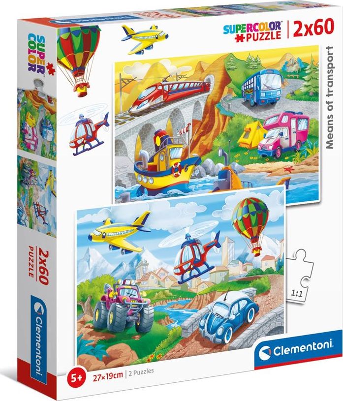 Clementoni Puzzle 2x60 Super Kolor Means of Transport