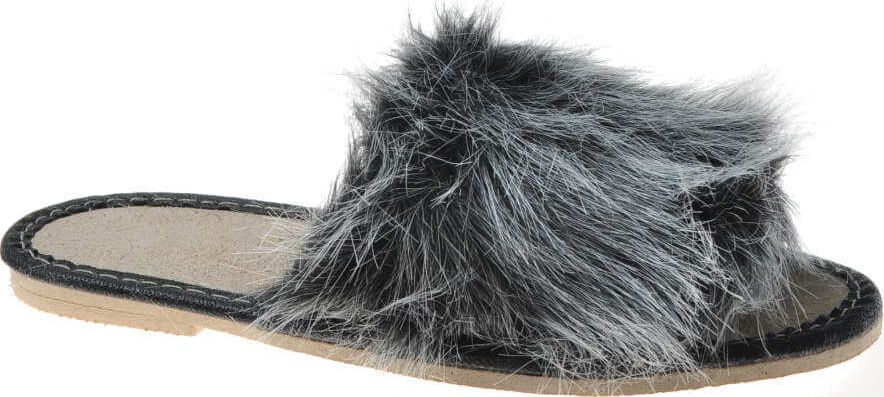 Pantofelek24 Dziecięce domowe klapki z futerkiem Szare /F10-1 6050 S182/ 29