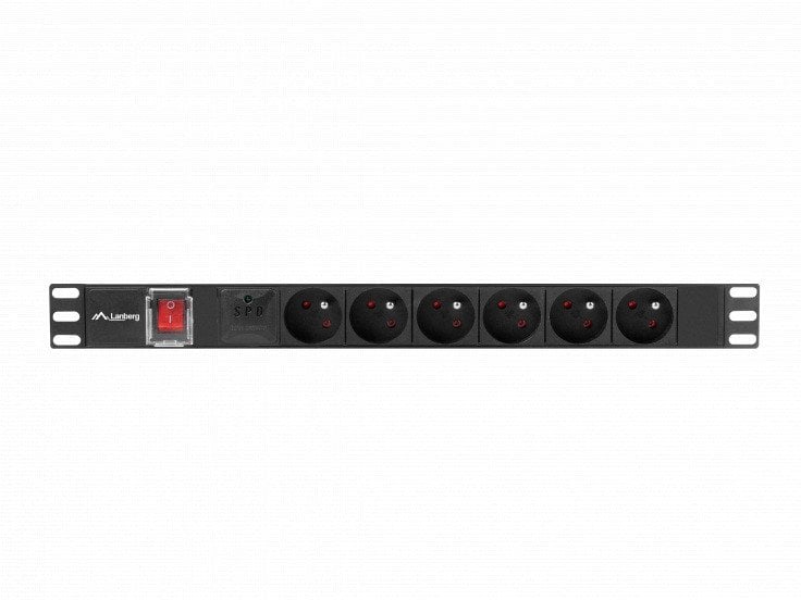 LISTWA ZASILAJĄCA RACK PDU 19" LANBERG 1U 16A 6X 230V PL 2M CZARNA C14