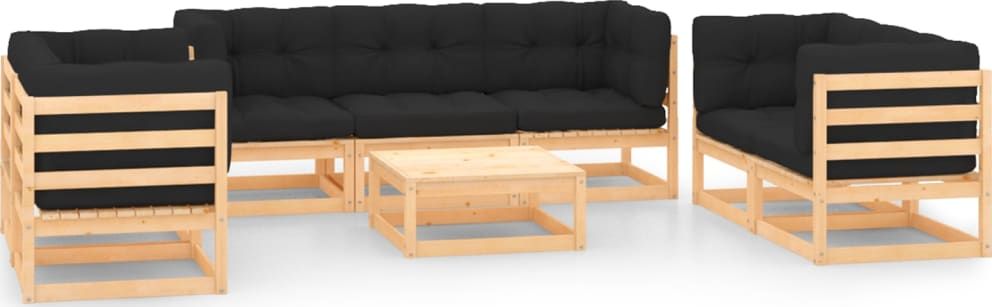 vidaXL vidaXL 8-cz. zestaw wypoczynkowy do ogrodu, z poduszkami, lita sosna