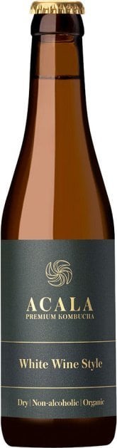 Organic fine sparkling fermented tea drink ACALA Premium Kombucha White Wine Style, 330 ml