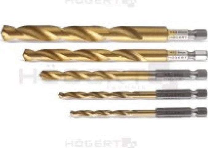 Wiertło Högert Technik Zestaw wierteł do metalu, trzpień sześciokątny zestaw 5szt. HT6D180