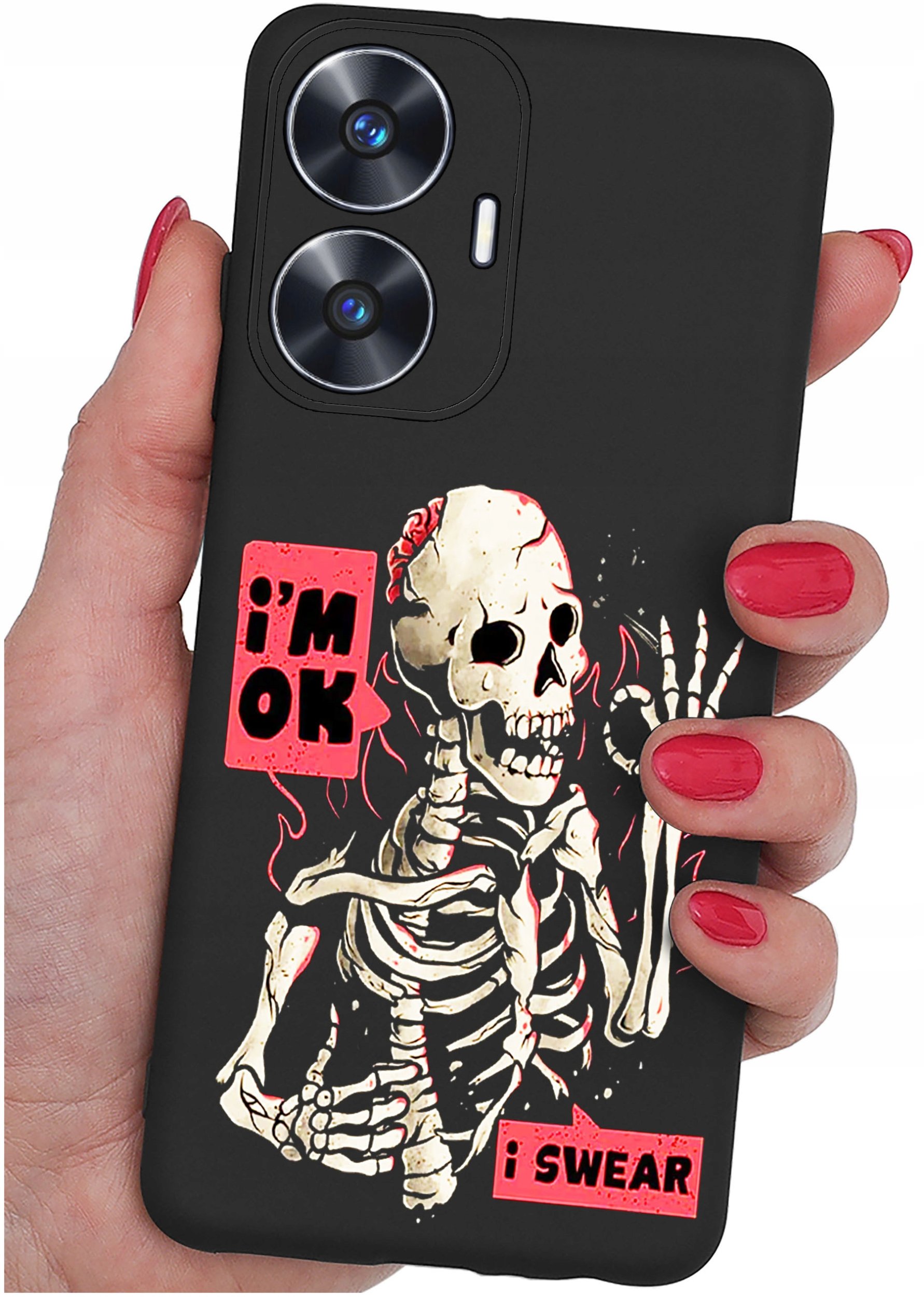 ETUI do Realme C55 WZORY |SILIKONOWE MATT CASE + SZKŁO 9H