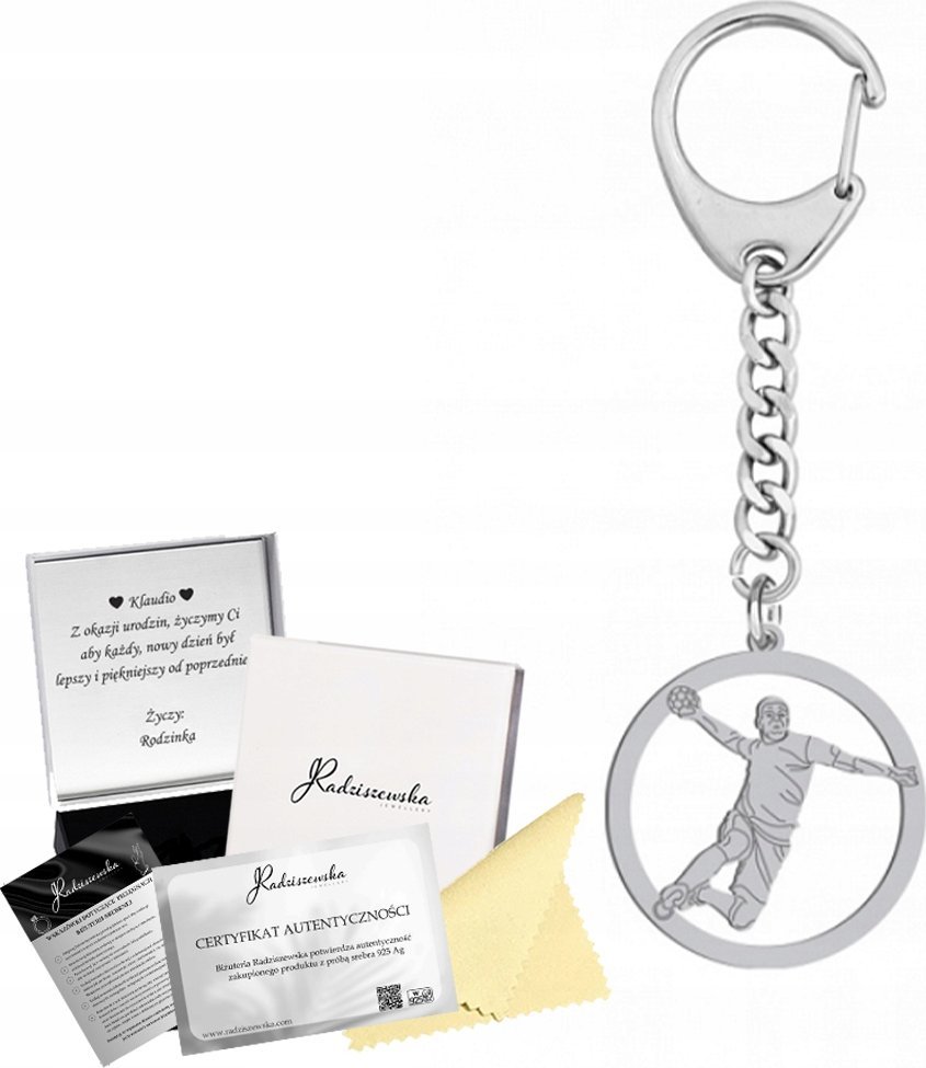 Radziszewska Jewellery BRELOK PIŁKA RĘCZNA SPORT SREBRO 925 PREZENT GADŻET GRAWER DEDYKACJA GRATIS