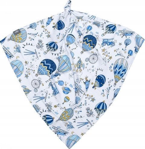 PULP-PIELUSZKA BAMBUS/MUŚLIN 75X80CM BALONY NIEBIESKIE