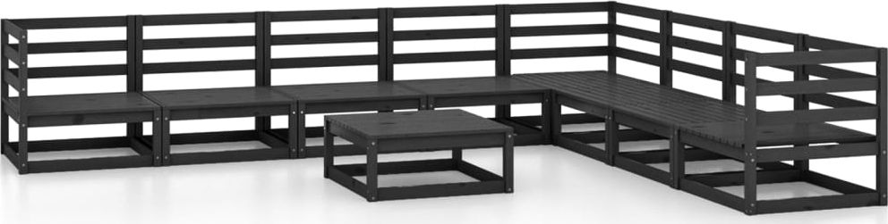 vidaXL 9-cz. zestaw wypoczynkowy do ogrodu, czarny, drewno sosnowe