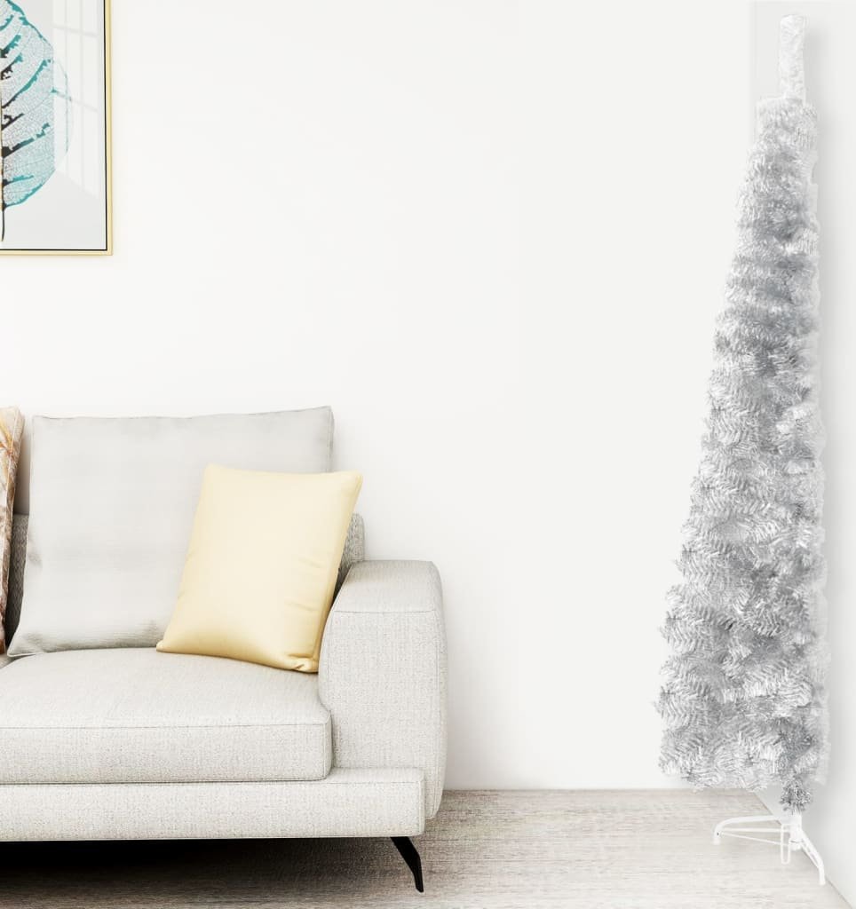 vidaXL Choinka sztuczna na stojaku Srebrna