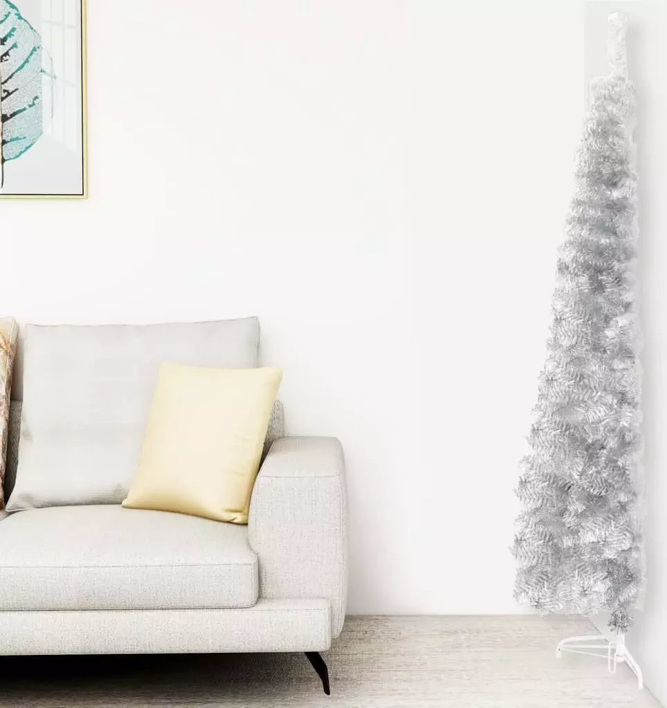 vidaXL Choinka sztuczna na stojaku Srebrna