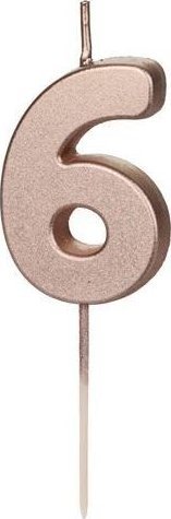 Świeczka urodzinowa 6 różowe złoto 4.5cm