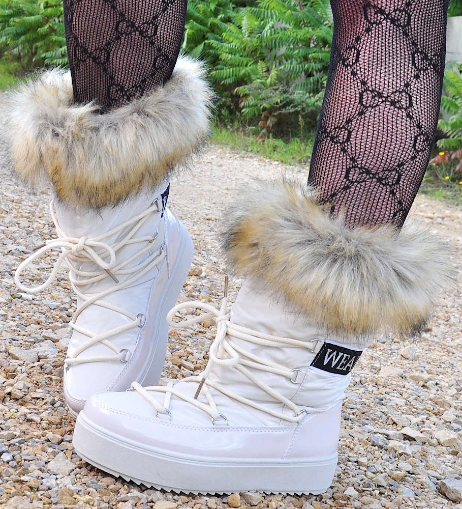 Pantofelek24 Beżowe damskie kozaki śniegowce /C3-2 12703 S807/ 39