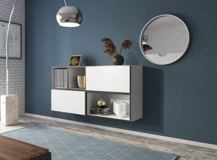 Cama Meble Zestaw ROCO 15 (RO4+2xRO3+2xRO6) biały/czarny/biały