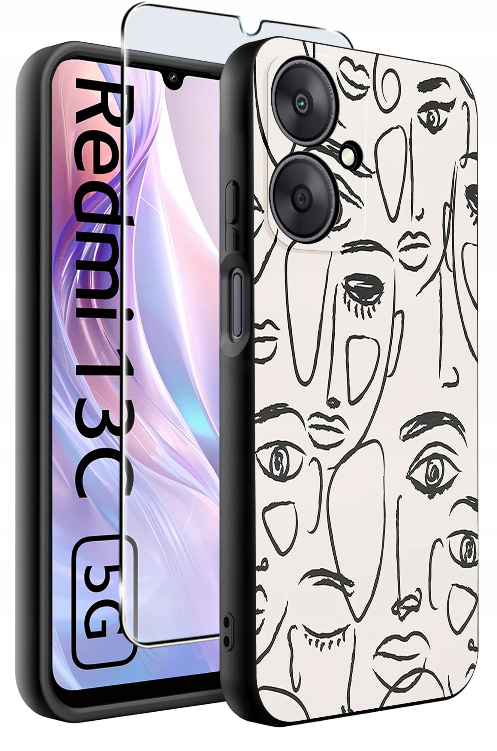 ETUI do Xiaomi Redmi 13C 5G WZORY |SILIKONOWE MATT CASE +SZKŁO HARTOWANE 9H