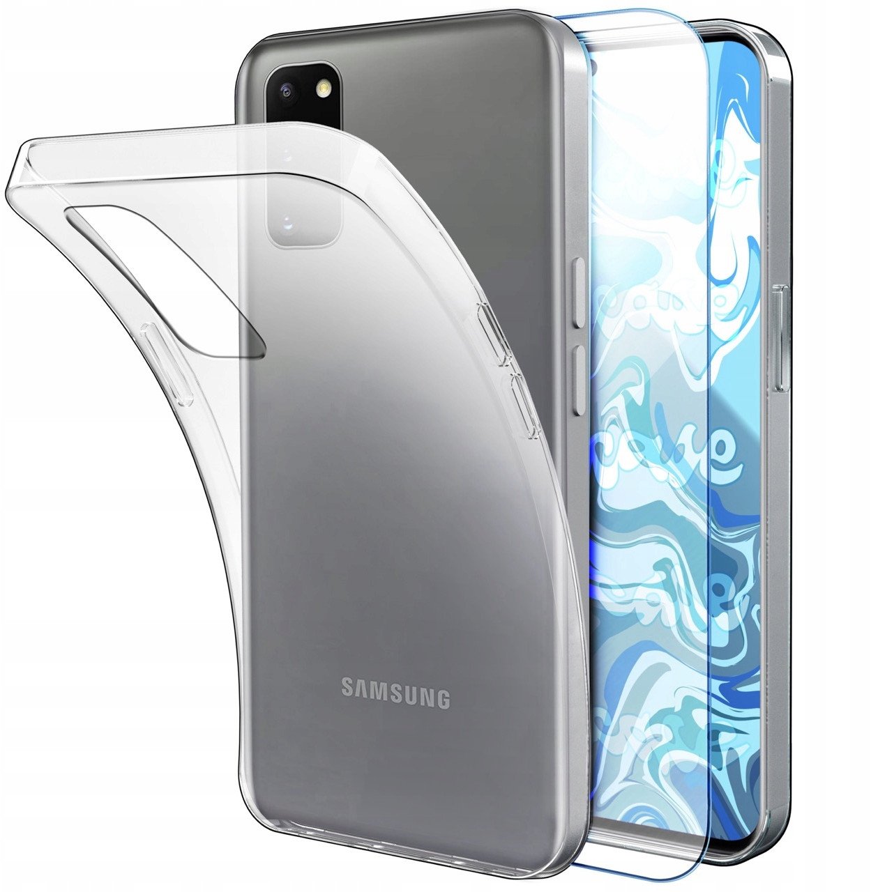 Etui Do Samsung Galaxy S20 (Przezroczyste, Silikonowe) Szkło Hybrydowe 9H