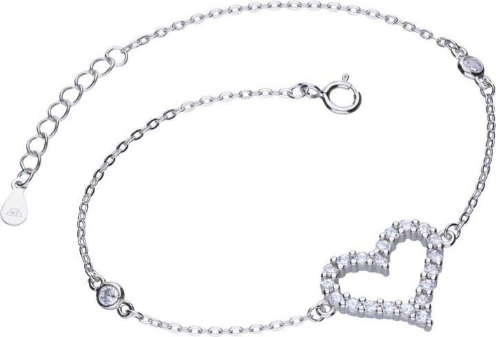 Lovrin Srebrna bransoletka 925 serduszko cyrkonie 2,30g