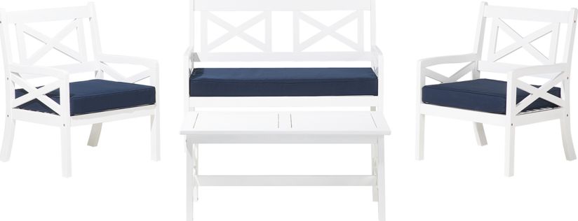 Beliani Zestaw ogrodowy drewniany 4-osobowy biały BALTIC