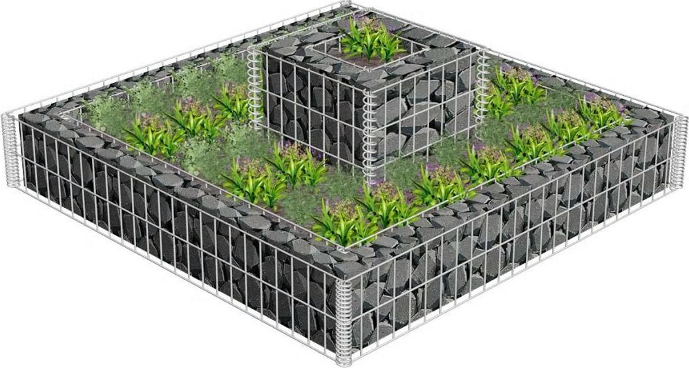 vidaXL Donica gabionowa z galwanizowanej stali, 120x120x20 cm