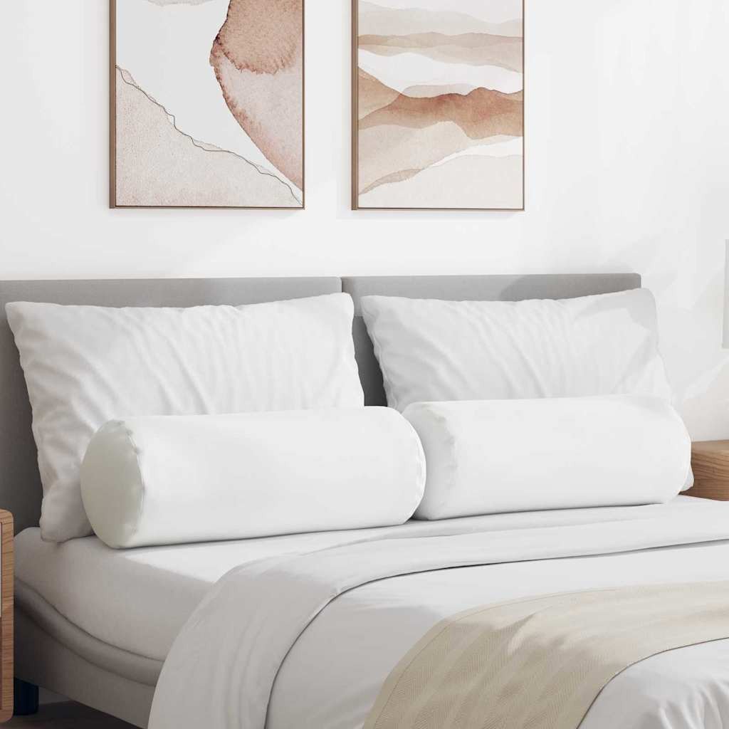 vidaXL Poduszki Wałkowe 2 pcs Biały 25 x 70 cm tkanina