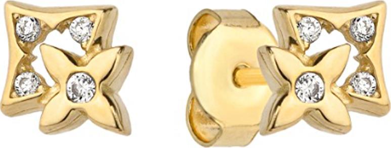 Lovrin Złote kolczyki 585 kwiatuszki z cyrkonią