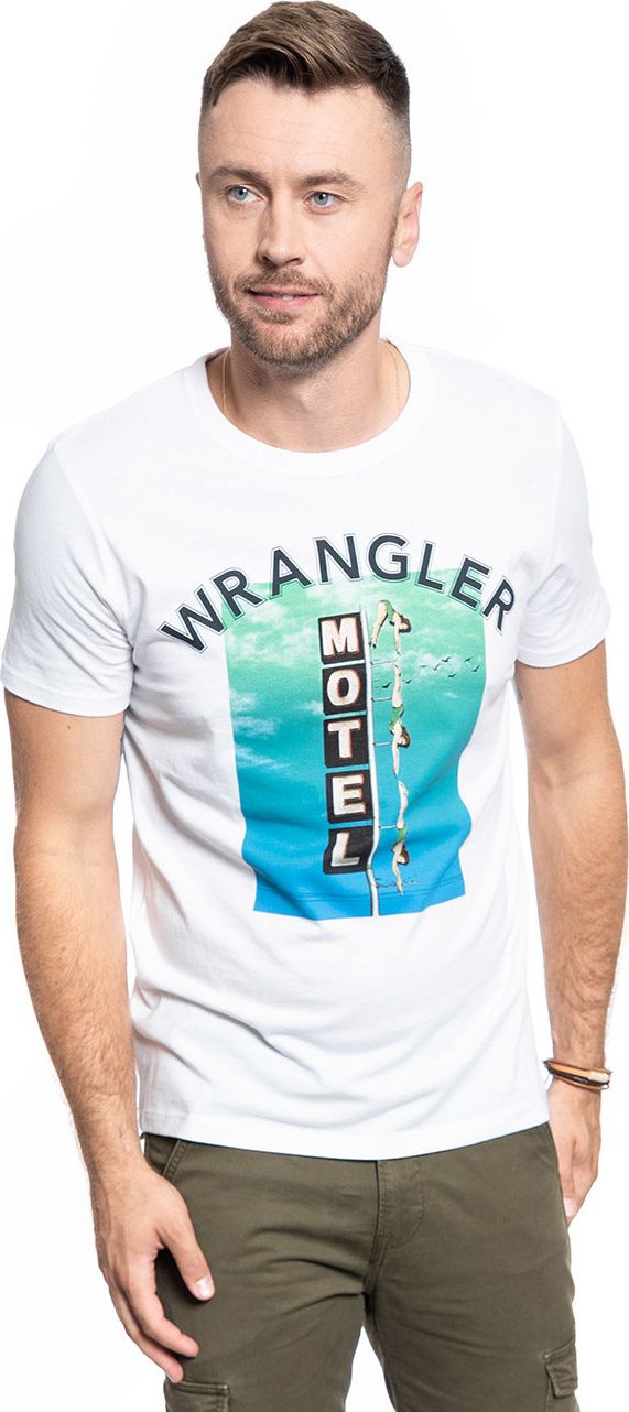 Wrangler MĘSKI T-SHIRT WRANGLER SS GOOD TIMES TEE WHITE W7F8FK989 M