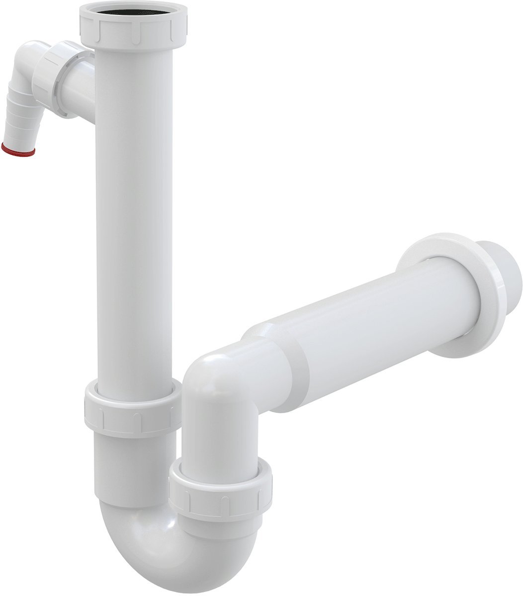 Alcadrain Syfon plastikowy do zlewu, 50 mm, 320mm, bia�y, syfon rurowy z nakr�tk� z��czkow� i przy��czem