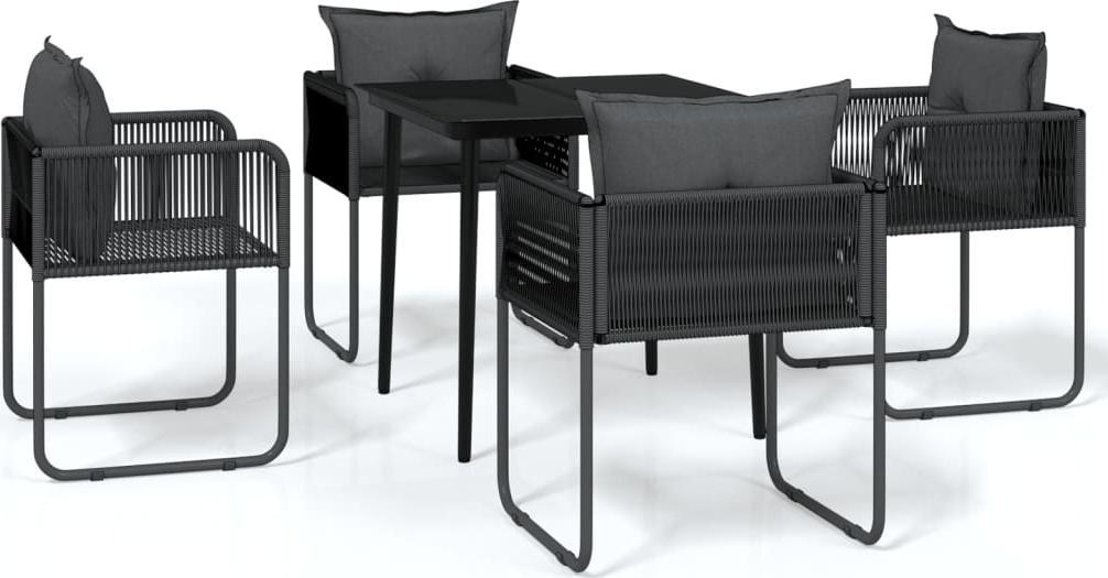 vidaXL 5-częściowy zestaw mebli ogrodowych, czarny