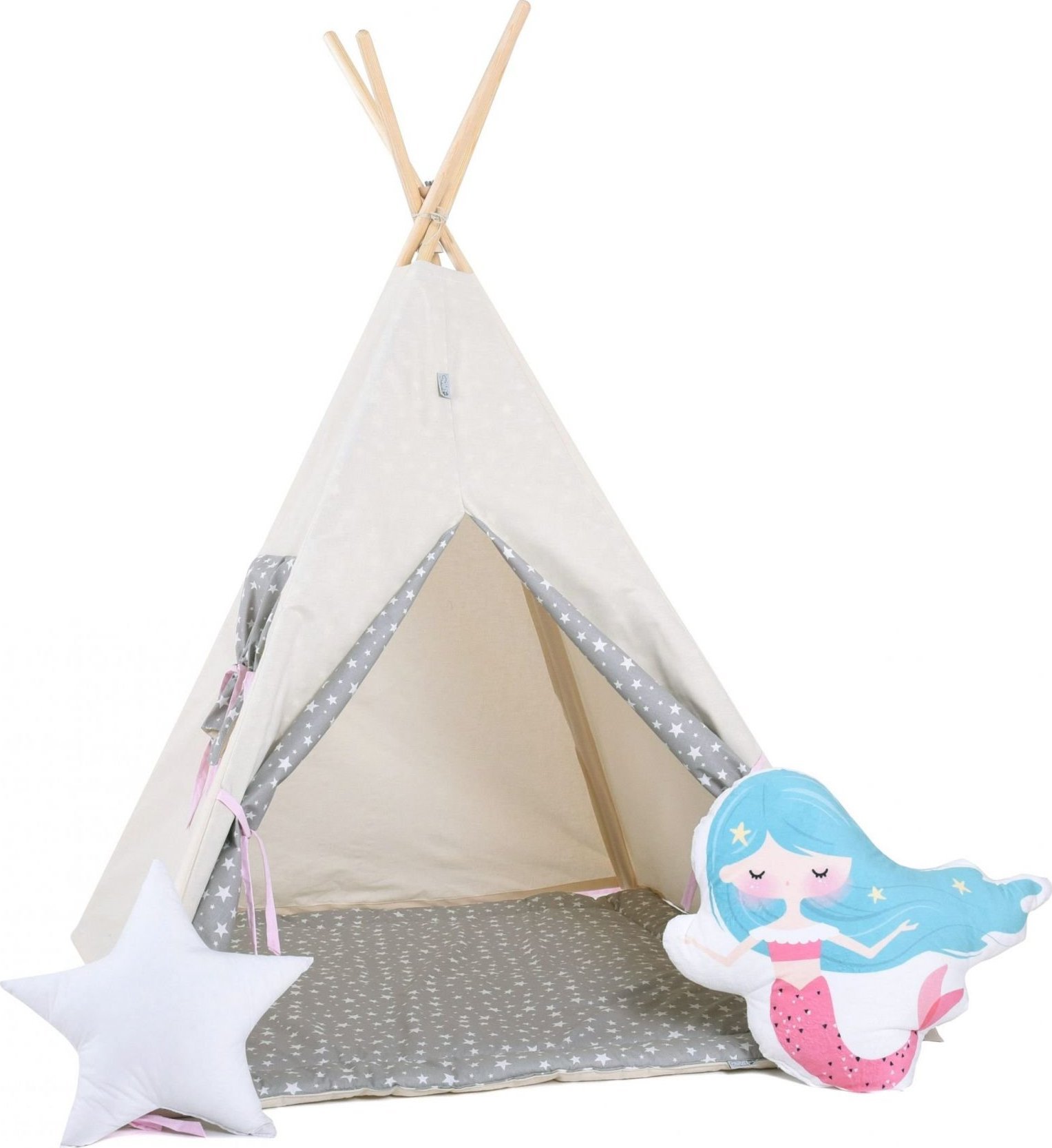 SowkaDesign Namiot tipi dla dzieci, bawełna, okienko, syrena, waniliowa kraina