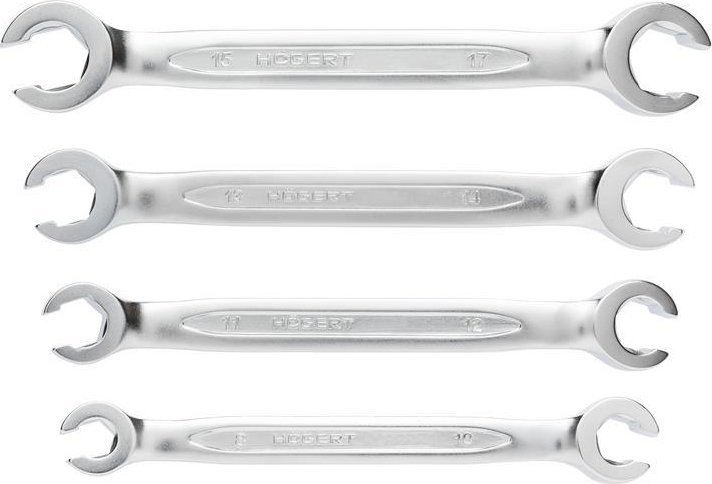 Högert Technik Zestaw kluczy oczkowych półotwartych, odgięte, 4 szt., 8-17 mm HT1W730