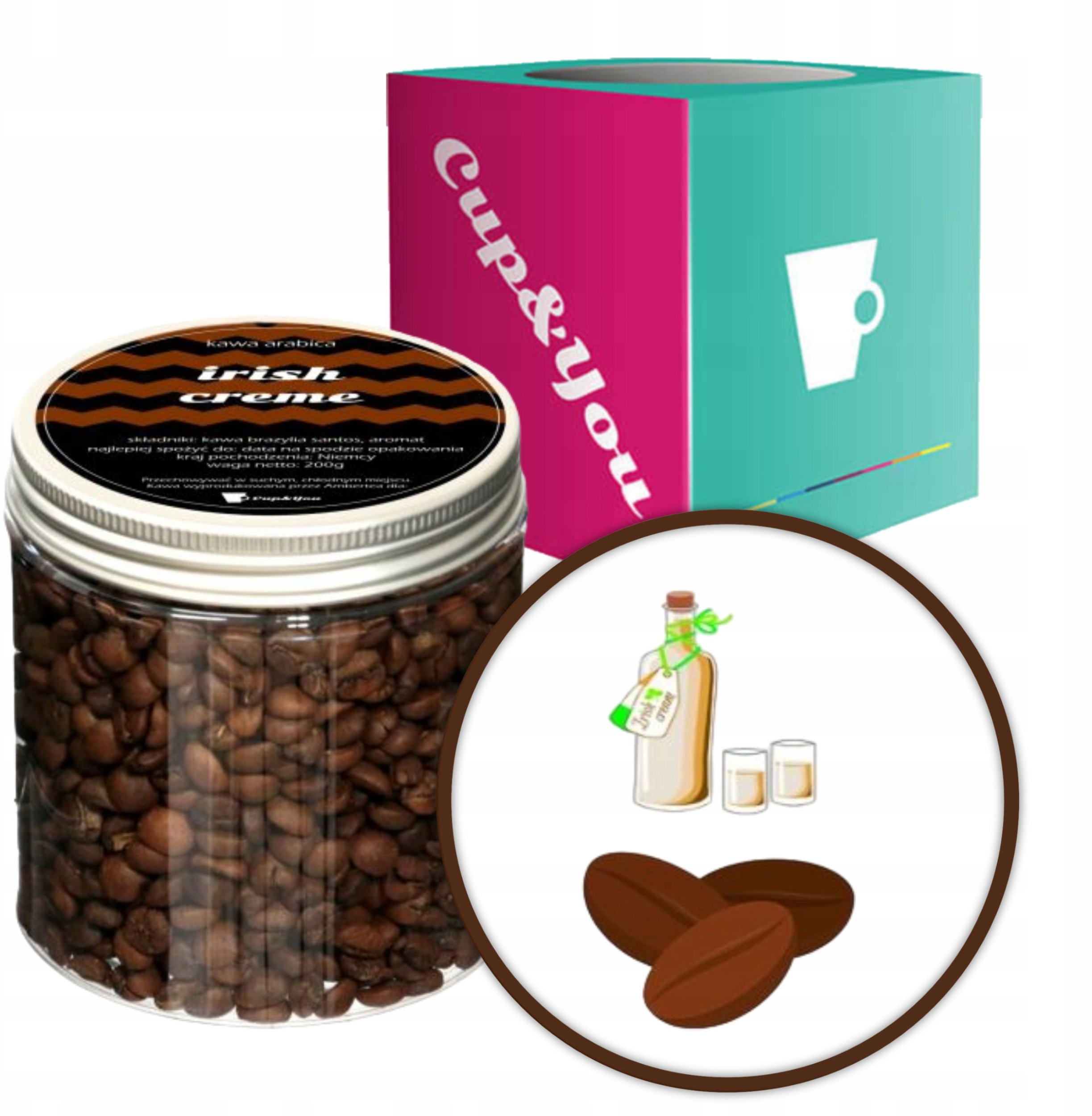 Kawa aromatyzowana ziarnista o smaku IRISH CREME ARABICA PREMIUM 200g na prezent upominek dla kobiety mężczyzny faceta mamy taty żony męża