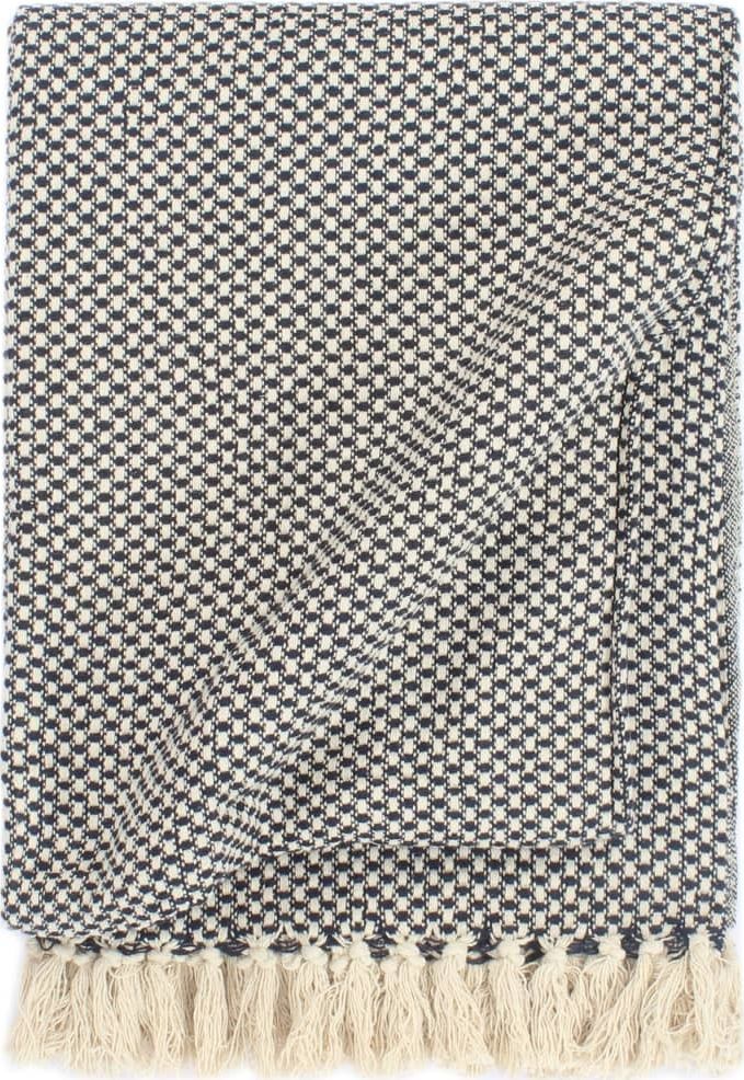 vidaXL Bawełniana narzuta, 160 x 210 cm, granatowa