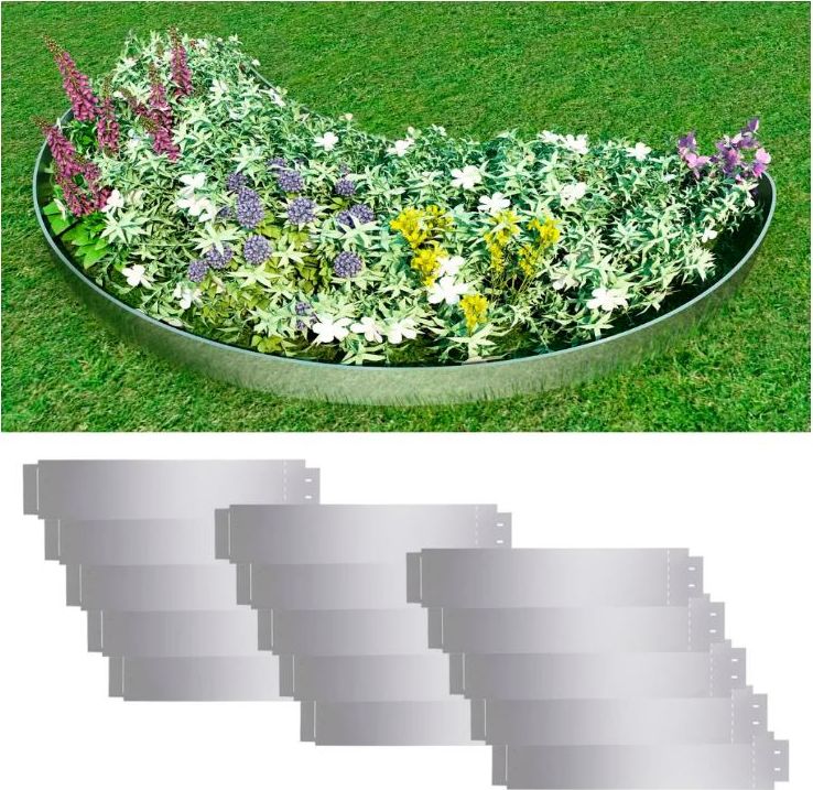 vidaXL Obrzeże trawnikowe, 15 szt., stal galwanizowana, 100x20cm