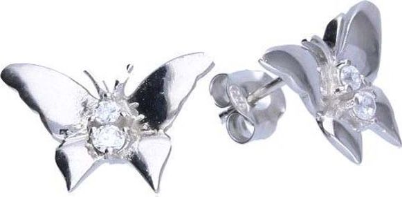 Lovrin Srebrne kolczyki 925 motylki z cyrkoniami 2,54g