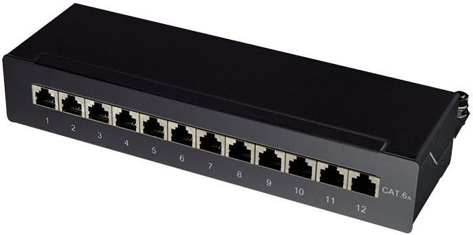 LogiLink Patch panel 12x RJ-45 Cat.6A STP Czarny (NP0019B)