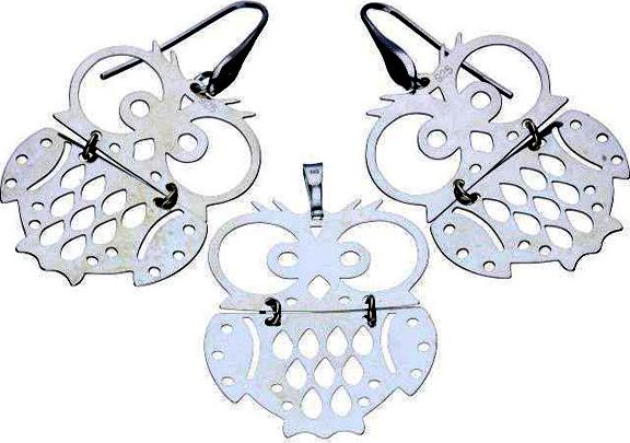 Lovrin Srebrny komplet 925 ażurowy sowy 8,00g