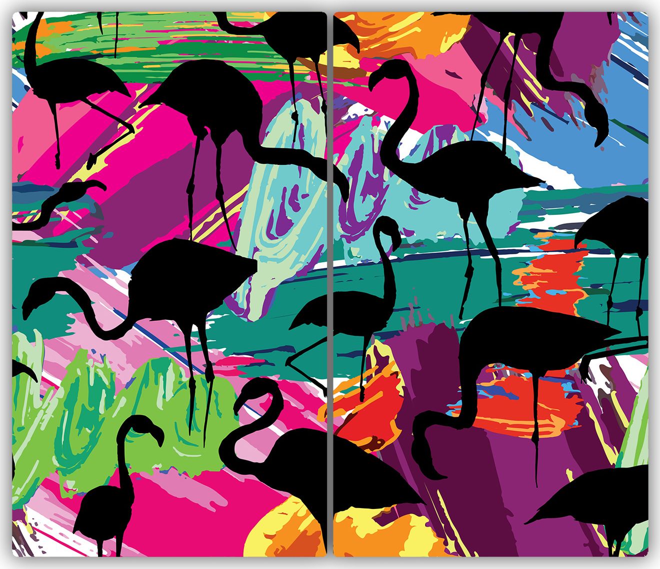 Deska do krojenia Tulup szklana Flamingi 2 52x30cm 2szt.