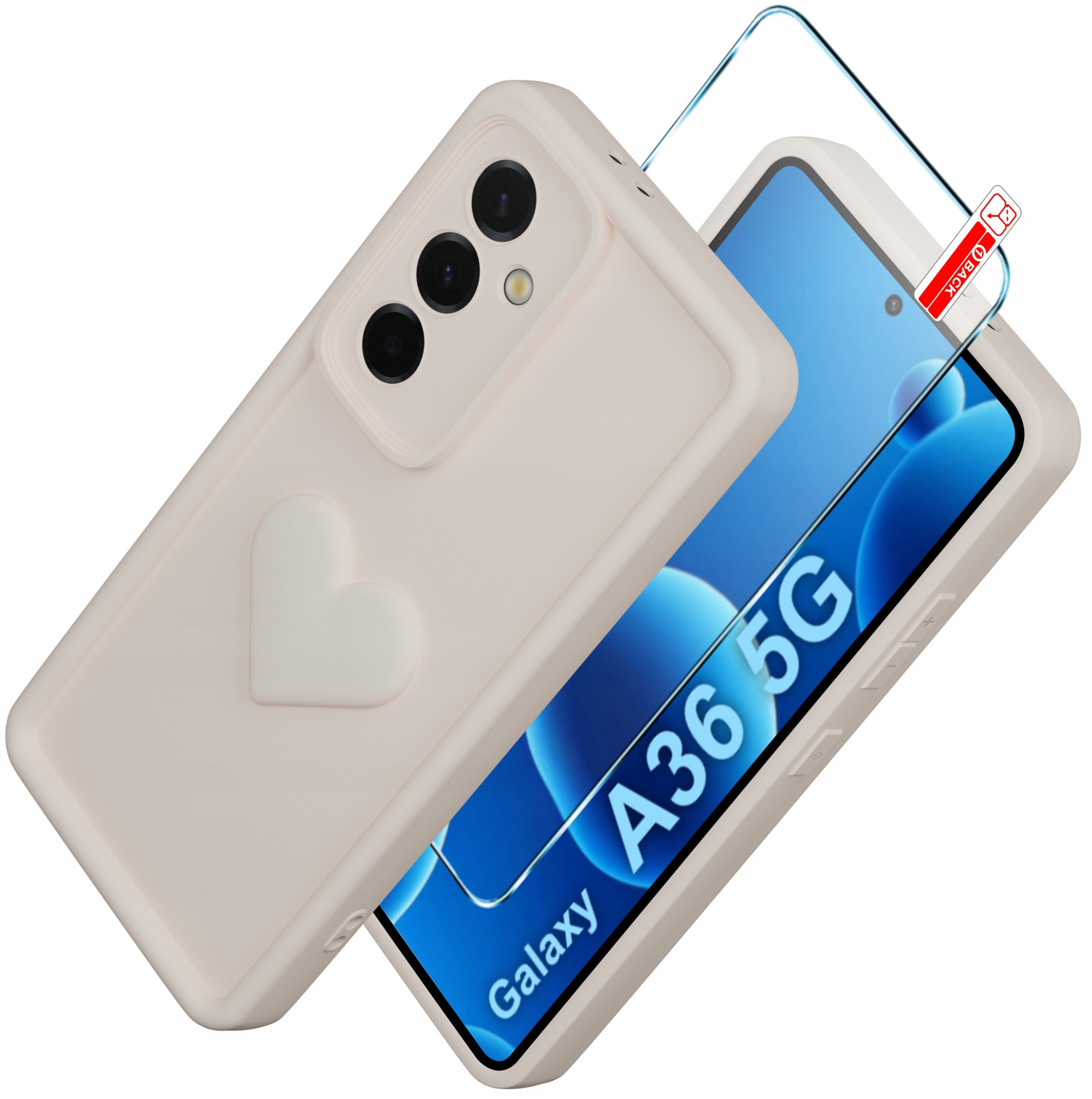 Etui do Samsung A36 5G silikonowe MATOWE serce + Szkło ochronne 9H